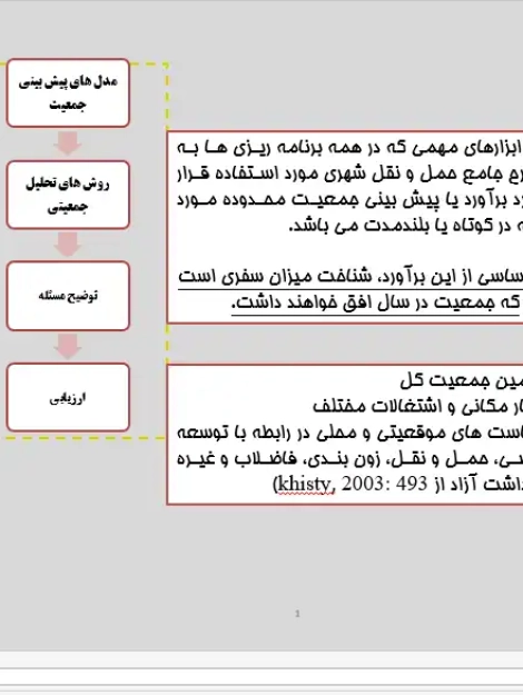 پاورپوینت مدل های جمعیت و تحلیل آماری در برنامه ریزی حمل و نقل شهری