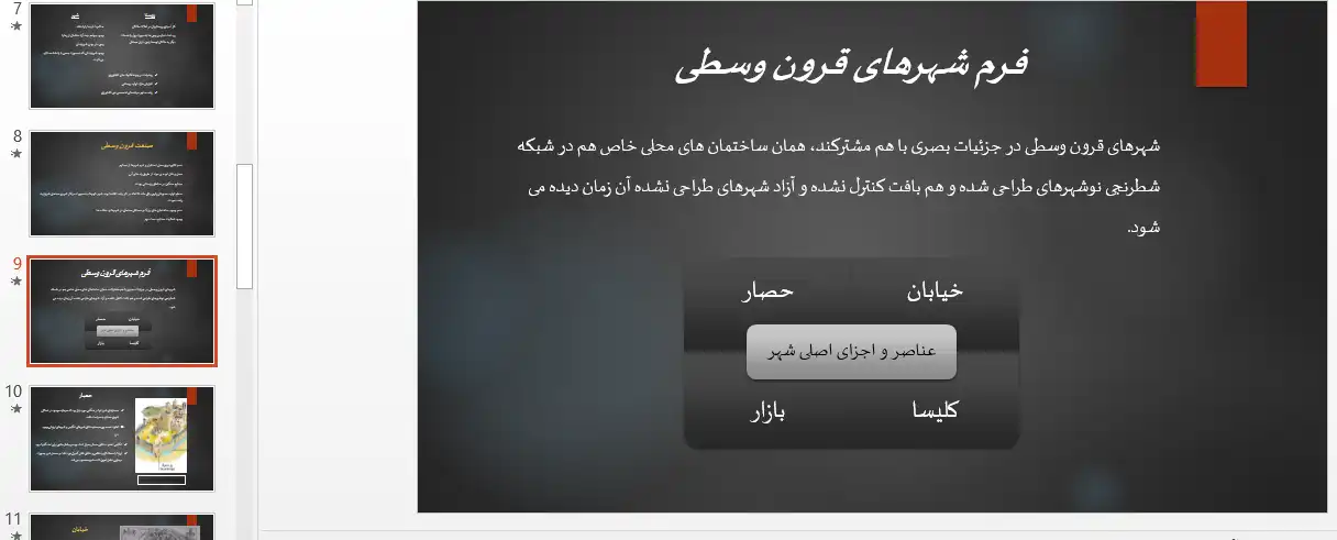 تحلیل پلانهای ارگانیک و شطرنجی، ساختار بورگها و باستیدهای قرون وسطایی در پاورپوینت شهرسازی