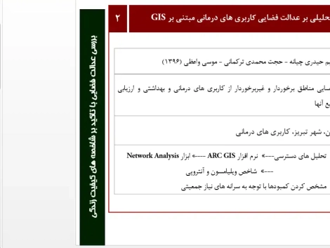 پاورپوینت بررسی عدالت فضایی با تأکید بر شاخصهای کیفیت زندگی و تحلیل GIS